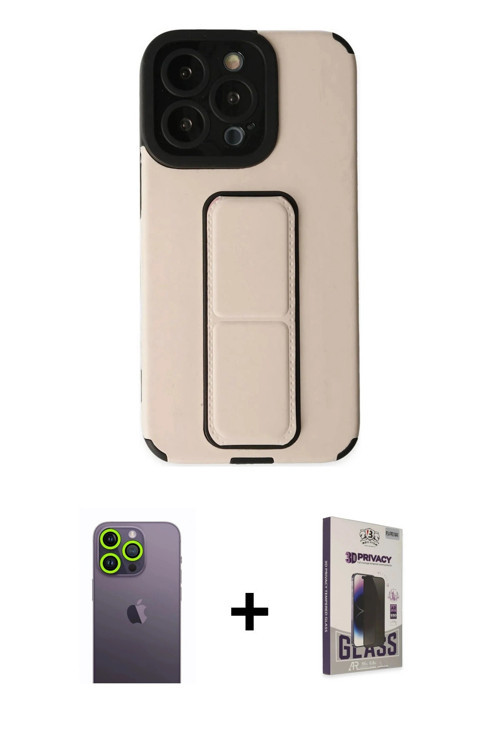 ieg™ iPhone 13 Pro Max Kılıf Çekirdek Yansıma - Siyah Bilvis Hayalet Cam Ekran Koruyucu + Yeşil Neon