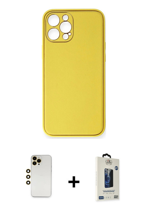 ieg™ iPhone 12 Pro Max Kılıf Yadigar Klasik - Siyah Bilvis Hayalet Cam Ekran Koruyucu + Gold Shine K