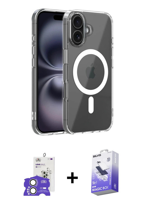 ieg™ iPhone 17 Kılıf Ahenk Minimal Serisi - Siyah Bilvis 5in1 5D Magic Hayalet Cam Ekran Koruyucu +