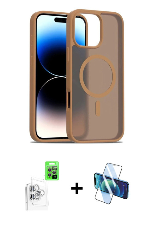ieg™ iPhone 16 Pro Kılıf Siluet Minimal Prime - Siyah 3D Antistatik Cam Ekran Koruyucu + Beyaz Raze