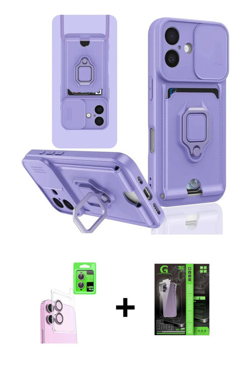 ieg™ iPhone 16 Kılıf Vadi Form Prime - Şeffaf 360 Full Body Arka Koruyucu + Pembe Raze Metal Kamera