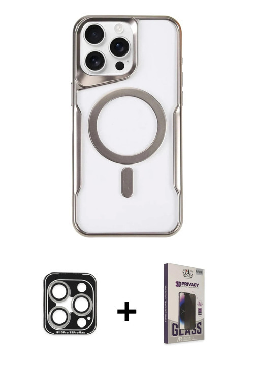 ieg™ iPhone 15 Pro Max Kılıf Yadigar Klasik Özel Seri - Siyah Bilvis Hayalet Cam Ekran Koruyucu + Gü