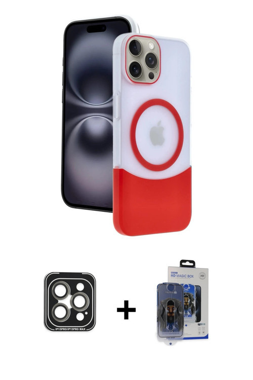ieg™ iPhone 15 Pro Max Kılıf Kozmos Form Özel Seri - Siyah Vanessa Magic Cam + Gri PVD Metal Kamera