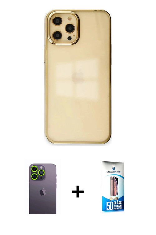 ieg™ iPhone 12 Pro Max Kılıf Doruk Doku Prime - Siyah 5D Eko Cam Ekran Koruyucu + Yeşil Neon Fosforl