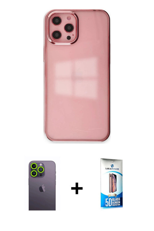 ieg™ iPhone 12 Pro Max Kılıf Doruk Doku Prime - Siyah 5D Eko Cam Ekran Koruyucu + Yeşil Neon Fosforl