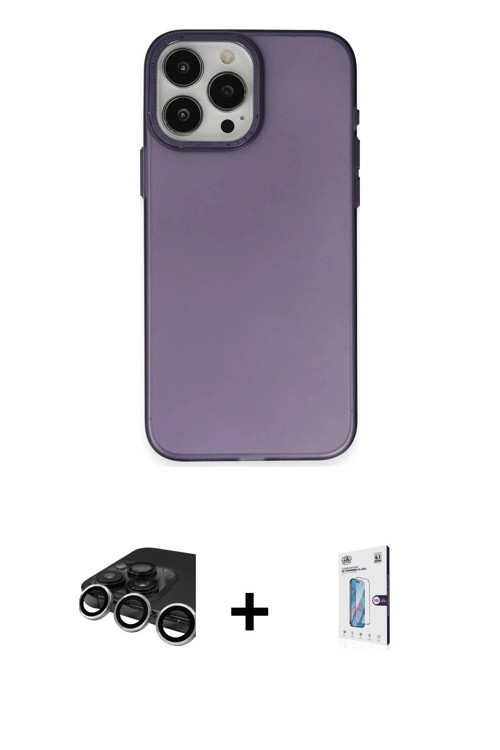 ieg™ iPhone 15 Pro Kılıf Ahenk Çizgi Prime - Siyah Bilvis 0.18mm Plus Cam Ekran Koruyucu + Gümüş Raz