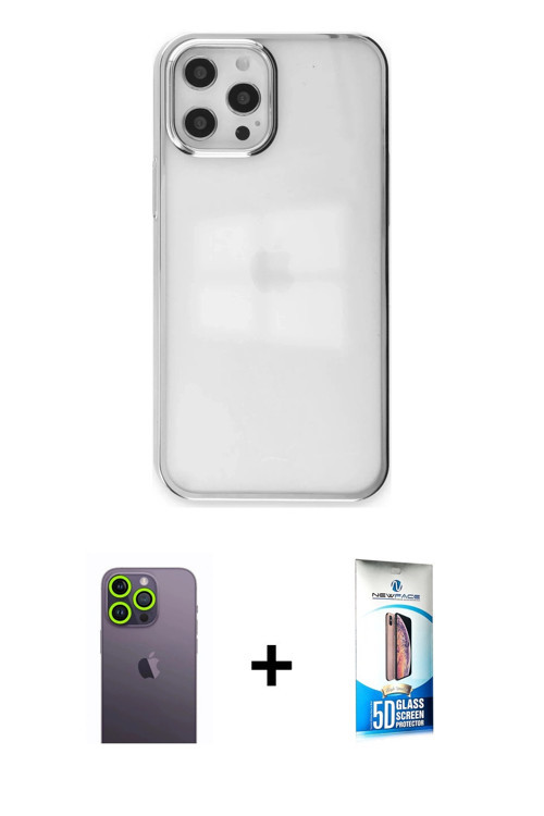 ieg™ iPhone 12 Pro Max Kılıf Doruk Doku Prime - Siyah 5D Eko Cam Ekran Koruyucu + Yeşil Neon Fosforl