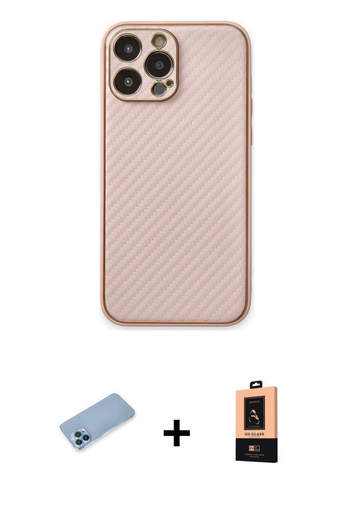 ieg™ iPhone 13 Pro Max Kılıf Ahenk Işık - Şeffaf Maxco Cam Ekran Koruyucu + Mavi Shine Kamera Lens K