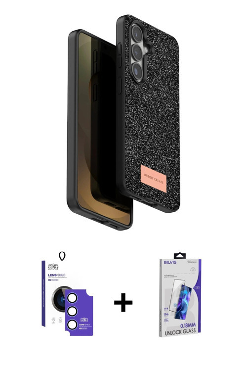 ieg™ Galaxy S26 Kılıf Vadi Klasik Serisi - Siyah Bilvis 3D Cam Ekran Koruyucu + Mavi Bilvis Titan Ka