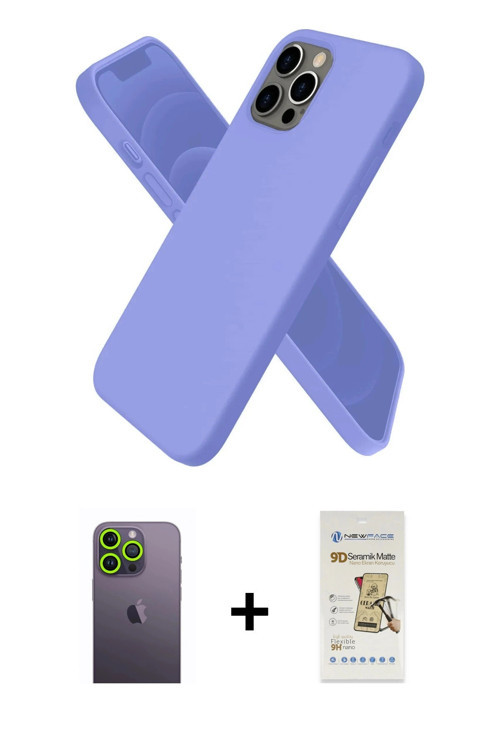 ieg™ iPhone 12 Pro Max Kılıf Kozmos Yansıma Özel Seri - Siyah Mat Seramik Nano Ekran Koruyucu + Yeşi