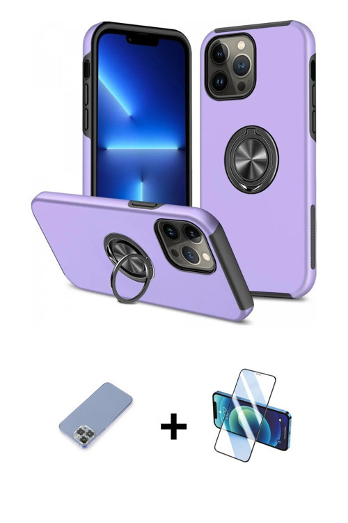ieg™ iPhone 13 Pro Max Kılıf Odak Form Prime - Siyah 3D Antistatik Cam Ekran Koruyucu + Koyu Yeşil M