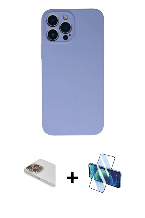 ieg™ iPhone 13 Pro Max Kılıf Ahenk Serisi - Siyah 3D Antistatik Cam Ekran Koruyucu + Gold Pers Alümi