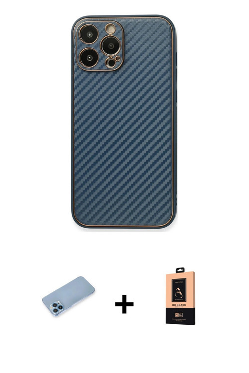 ieg™ iPhone 13 Pro Max Kılıf Ahenk Işık - Şeffaf Maxco Cam Ekran Koruyucu + Mavi Shine Kamera Lens K