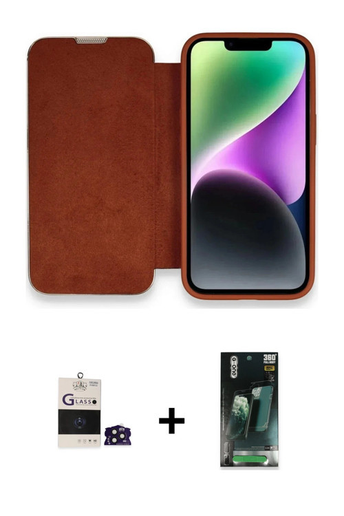 ieg™ iPhone 14 Pro Max Kılıf Siluet Minimal Serisi - Şeffaf 360 Full Body Arka Koruyucu + Derin Mor