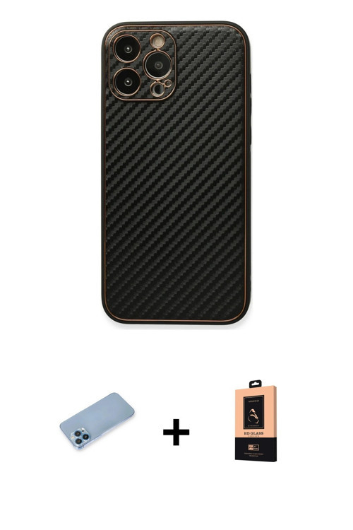 ieg™ iPhone 13 Pro Max Kılıf Ahenk Işık - Şeffaf Maxco Cam Ekran Koruyucu + Mavi Shine Kamera Lens K
