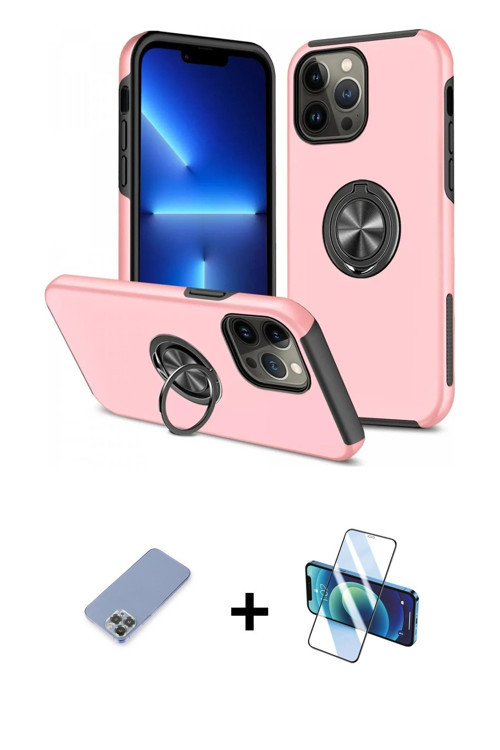 ieg™ iPhone 13 Pro Max Kılıf Odak Form Prime - Siyah 3D Antistatik Cam Ekran Koruyucu + Koyu Yeşil M
