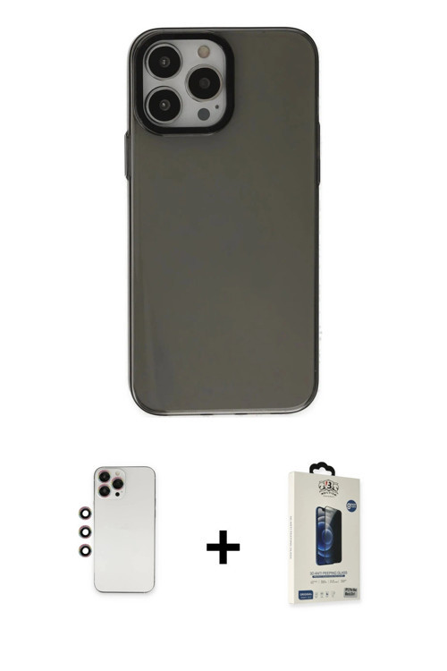 ieg™ iPhone 13 Pro Max Kılıf Zirve Doku Koleksiyonu - Siyah Bilvis Hayalet Cam Ekran Koruyucu + Gökk