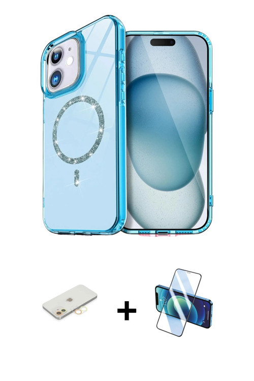 ieg™ iPhone 11 Kılıf Kıvılcım Form Prime - Siyah 3D Antistatik Cam Ekran Koruyucu + Sarı Renkli Kame