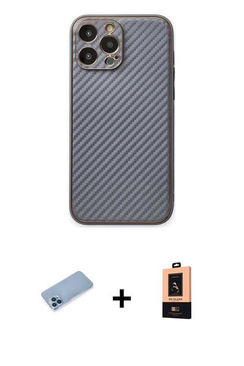 ieg™ iPhone 13 Pro Max Kılıf Ahenk Işık - Şeffaf Maxco Cam Ekran Koruyucu + Mavi Shine Kamera Lens K