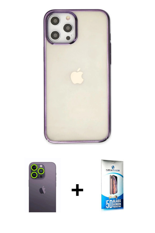 ieg™ iPhone 12 Pro Max Kılıf Doruk Doku Prime - Siyah 5D Eko Cam Ekran Koruyucu + Yeşil Neon Fosforl