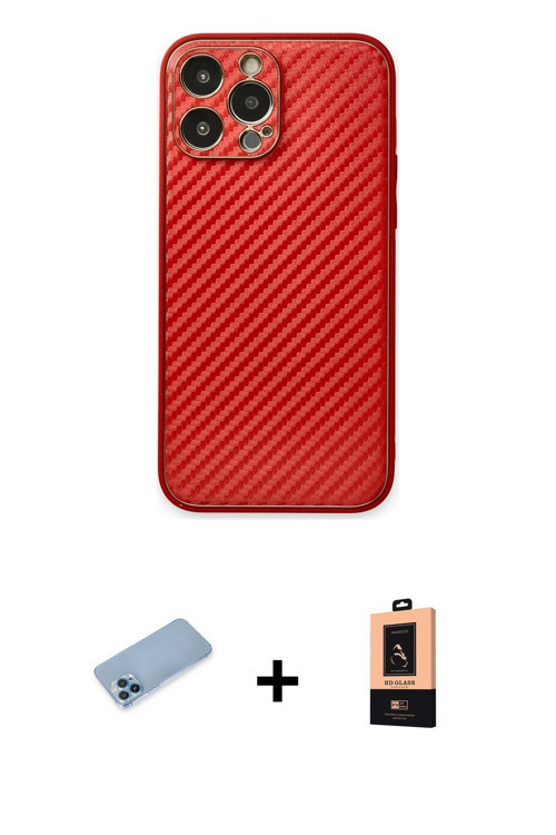 ieg™ iPhone 13 Pro Max Kılıf Ahenk Işık - Şeffaf Maxco Cam Ekran Koruyucu + Mavi Shine Kamera Lens K
