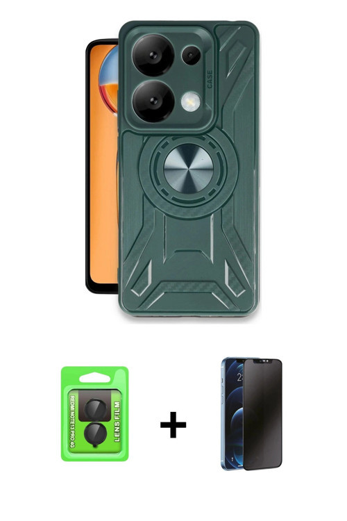 ieg™ Redmi Note 13 Pro 4G Kılıf Nova Yansıma Prime - Siyah 3D Antistatik Hayalet Cam Ekran Koruyucu