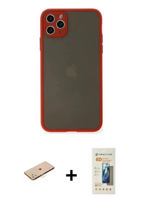 ieg™ iPhone 11 Pro Max Kılıf Ahenk Çizgi Serisi - Siyah 6D Mat Seramik Hayalet Nano Ekran Koruyucu +
