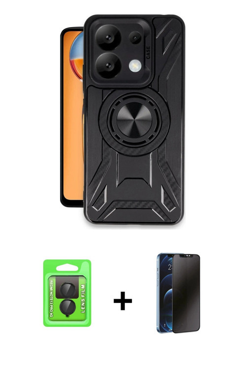 ieg™ Redmi Note 13 Pro 4G Kılıf Nova Yansıma Prime - Siyah 3D Antistatik Hayalet Cam Ekran Koruyucu