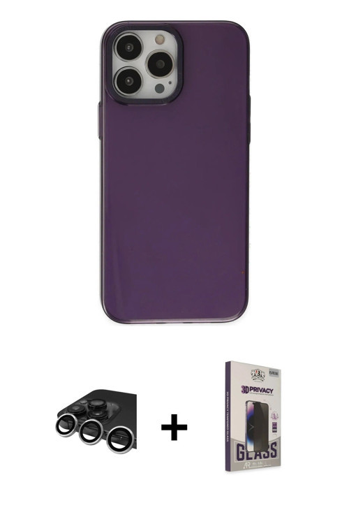 ieg™ iPhone 13 Pro Max Kılıf Zirve Doku Koleksiyonu - Siyah Bilvis Hayalet Cam Ekran Koruyucu + Gümü