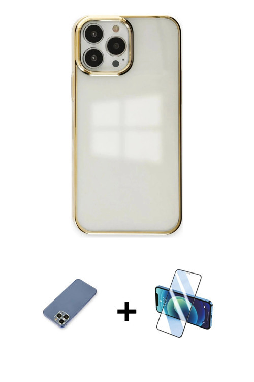 ieg™ iPhone 13 Pro Kılıf Doruk Doku Prime - Siyah 3D Antistatik Seramik Nano Ekran Koruyucu + Açık Y