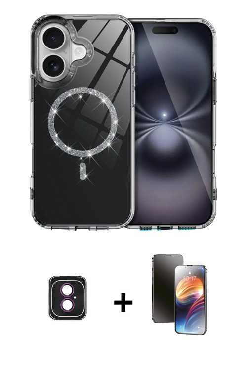 ieg™ iPhone 16 Kılıf Kıvılcım Form Prime - Siyah 3D Antistatik Mat Seramik Nano Ekran Koruyucu + Pem