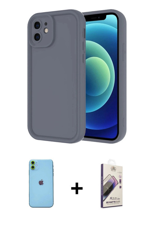 ieg™ iPhone 11 Kılıf Yankı Yansıma Özel Seri - Siyah Bilvis 3D Mat Cam Ekran Koruyucu + Yeşil Neon F