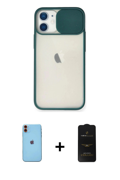 ieg™ iPhone 11 Kılıf Vadi Çizgi - Siyah 6D Antistatik Mat Seramik Hayalet Nano Ekran Koruyucu + Turu
