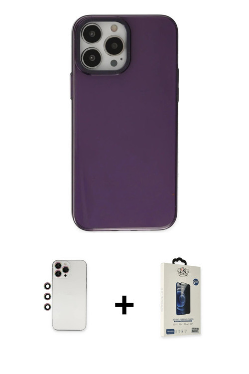 ieg™ iPhone 13 Pro Max Kılıf Zirve Doku Koleksiyonu - Siyah Bilvis Hayalet Cam Ekran Koruyucu + Gökk
