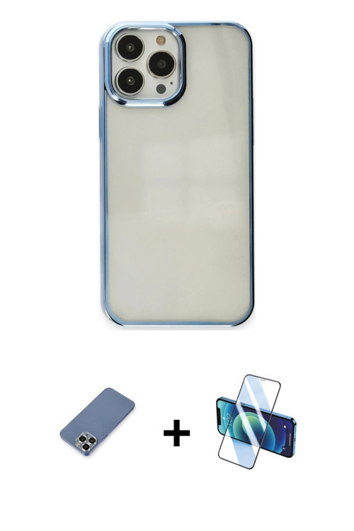 ieg™ iPhone 13 Pro Kılıf Doruk Doku Prime - Siyah 3D Antistatik Seramik Nano Ekran Koruyucu + Açık Y