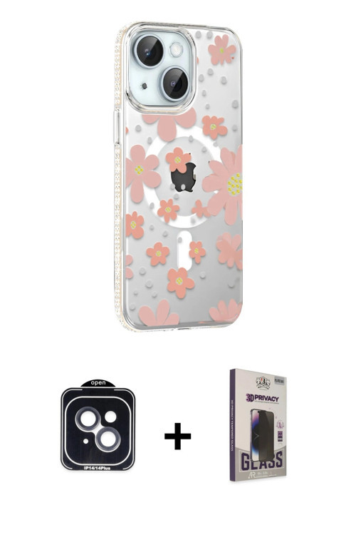 ieg™ iPhone 14 Kılıf Yörünge Işık Prime - Siyah Bilvis Hayalet Cam Ekran Koruyucu + Siyah PVD Metal