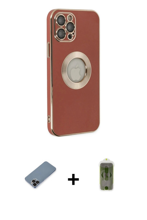 ieg™ iPhone 12 Pro Max Kılıf İz Form Serisi - Siyah Joko Magic 5D Hayalet Cam + Siyah Metal Kamera L