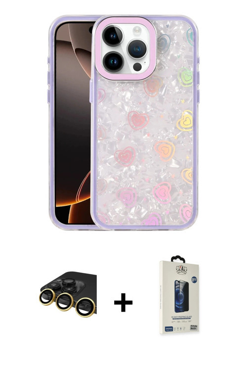 ieg™ iPhone 14 Pro Max Kılıf Odak Prime - Siyah Bilvis Hayalet Cam Ekran Koruyucu + Gold Raze Metal