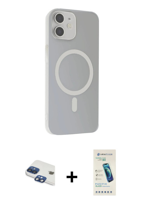 ieg™ iPhone 11 Kılıf Çekirdek Modern Prime - Şeffaf Pasifik Cam Ekran Koruyucu + Lacivert Pers Alümi