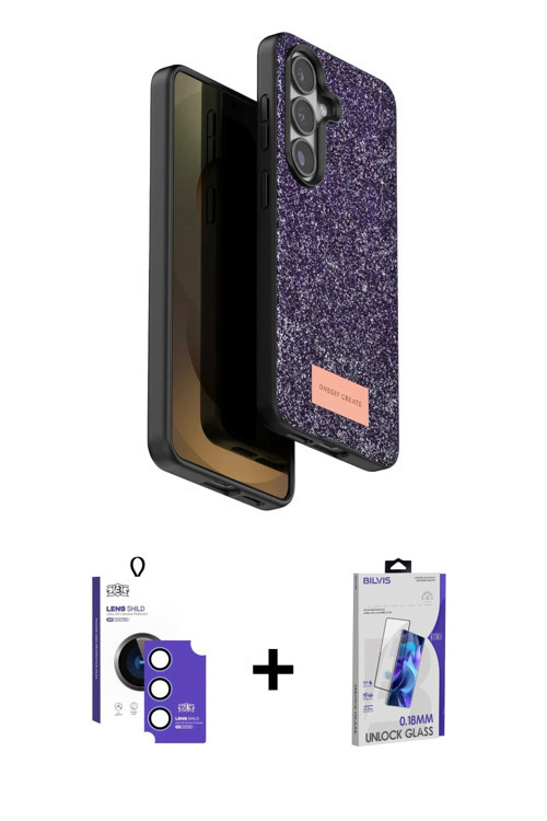 ieg™ Galaxy S26 Kılıf Vadi Klasik Serisi - Siyah Bilvis 3D Cam Ekran Koruyucu + Mavi Bilvis Titan Ka