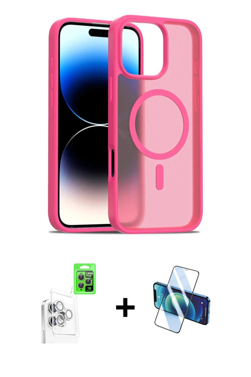 ieg™ iPhone 16 Pro Kılıf Siluet Minimal Prime - Siyah 3D Antistatik Cam Ekran Koruyucu + Beyaz Raze