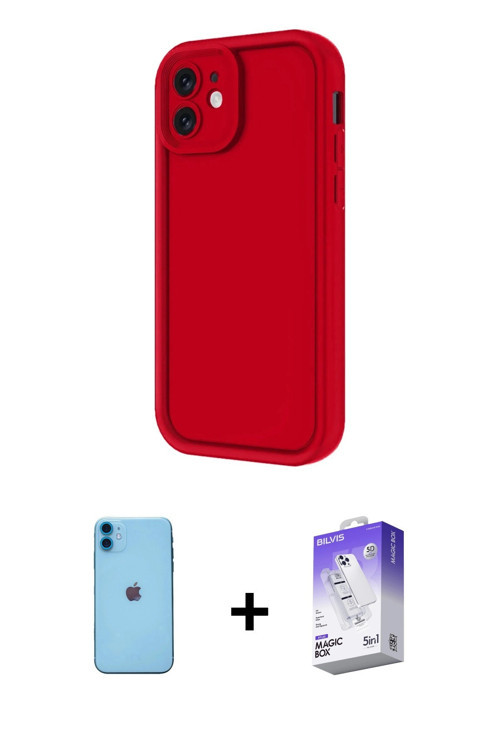 ieg™ iPhone 11 Kılıf Yankı Yansıma Özel Seri - Siyah Bilvis 5in1 3D Magic Cam Ekran Koruyucu + Mavi