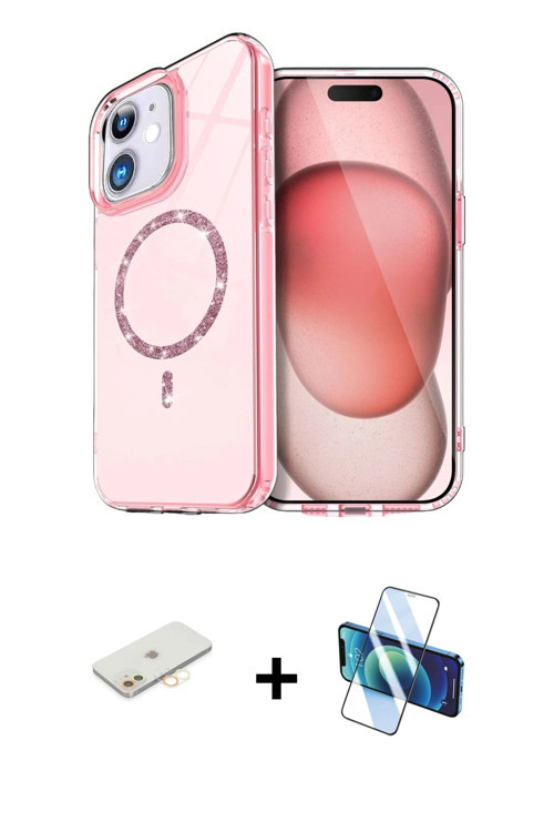 ieg™ iPhone 11 Kılıf Kıvılcım Form Prime - Siyah 3D Antistatik Cam Ekran Koruyucu + Sarı Renkli Kame