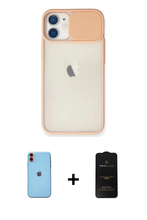 ieg™ iPhone 11 Kılıf Vadi Çizgi - Siyah 6D Antistatik Mat Seramik Hayalet Nano Ekran Koruyucu + Turu
