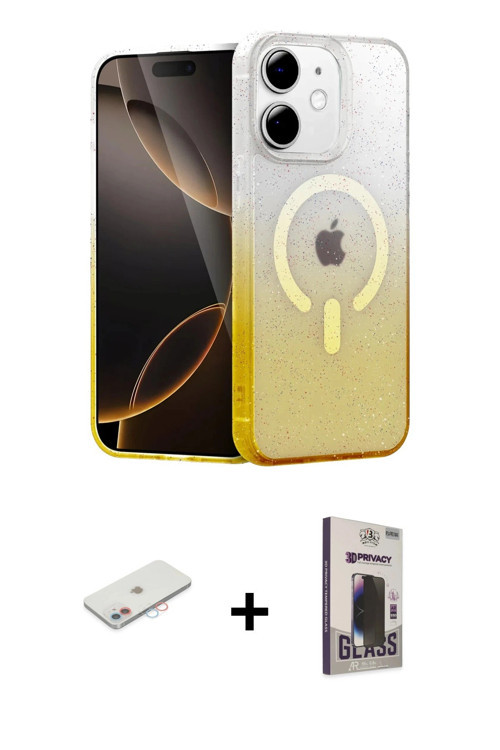 ieg™ iPhone 11 Kılıf Eksen Minimal Özel Seri - Siyah Bilvis Hayalet Cam Ekran Koruyucu + Pembe Renkl