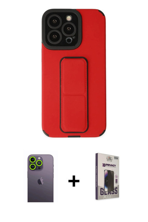 ieg™ iPhone 13 Pro Max Kılıf Çekirdek Yansıma - Siyah Bilvis Hayalet Cam Ekran Koruyucu + Yeşil Neon