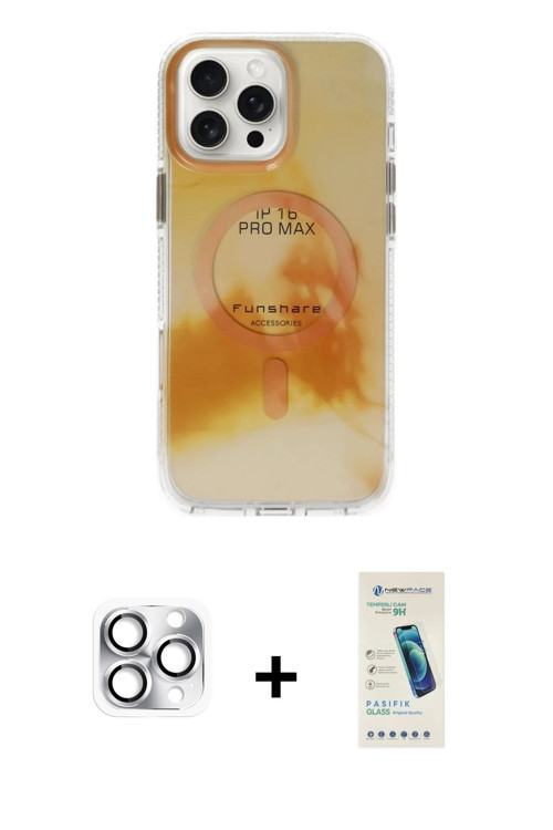 ieg™ iPhone 16 Pro Max Kılıf Ufuk Doku Prime - Şeffaf Pasifik Cam Ekran Koruyucu + Gümüş Pers Alümin