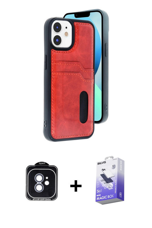 iPhone 11 Kılıf Yörünge Işık Serisi - Siyah Bilvis 5in1 5D Magic Hayalet Cam Ekran Koruyucu + M