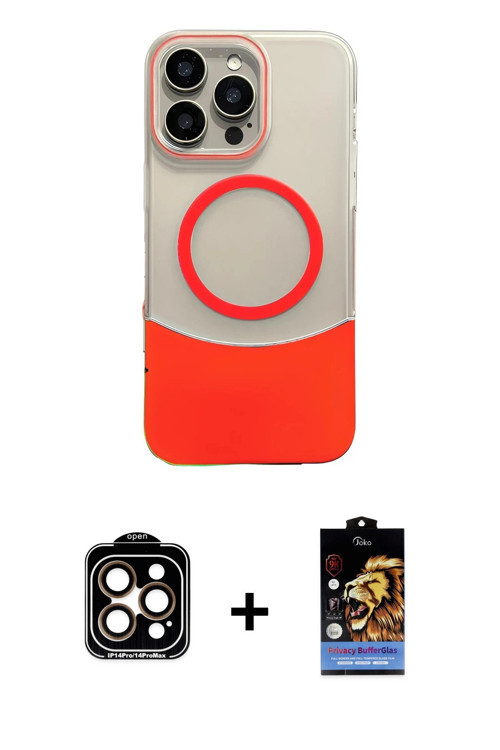 ieg™ iPhone 14 Pro Max Kılıf Kozmos Form Özel Seri - Siyah Buffer Hayalet Cam Ekran Koruyucu + Turun