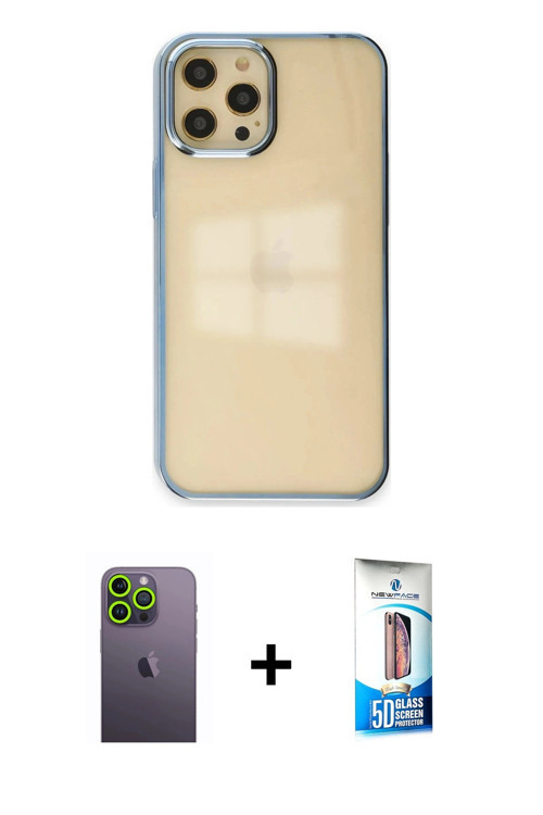 ieg™ iPhone 12 Pro Max Kılıf Doruk Doku Prime - Siyah 5D Eko Cam Ekran Koruyucu + Yeşil Neon Fosforl